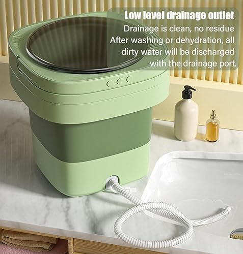 Miniatura 6 de FEMUN, Lavadora portátil, lavadora plegable, mini lavadora, pequeña lavadora portátil, para ropa interior, calcetines, se puede temporizar, lavar y