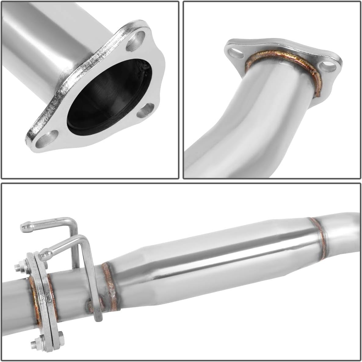 Auto Dynasty 4 inches Burnt Muffler Tip Stainless Steel Catback Exhaust System Compatible with 2001-2005 Honda Civic EX 2/4-Door 1.7L, Stainless Steel