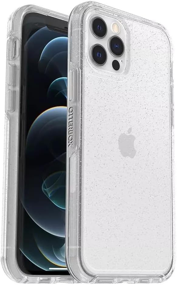 OtterBox iPhone 12 & iPhone 12 Pro Symmetry Series Case - Stardust (Silver Flake/Clear), Ultra-Sleek, Wireless Charging Compatible, Raised Edges Protect Camera & Screen