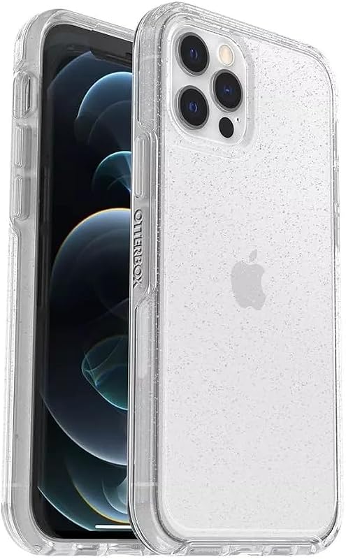 Funda OtterBox Symmetry Series para iPhone 12 y iPhone 12 Pro - Stardust (escamas plateadas/transparente), ultra elegante, compatible con carga inalámbrica, bordes elevados protegen la cámara y la pantalla