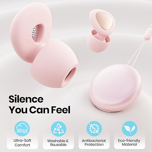 Miniatura 9 de Tapones para los oídos para dormir con cancelación de ruido, tapones de silicona reutilizables de 45 dB para concierto, 8 puntas para reducir el
