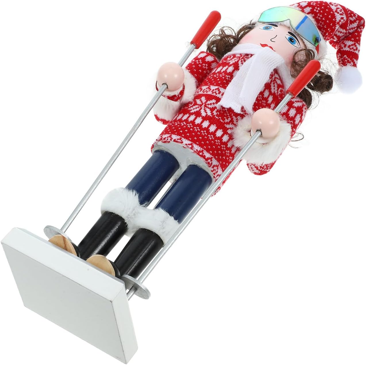 Cabilock Wooden Nutcracker Girl Scarf Xmas Tabletop Ornament for Holiday Decor Cute Nutcracker Decoration for Christmas Parties and Festive Celebrations