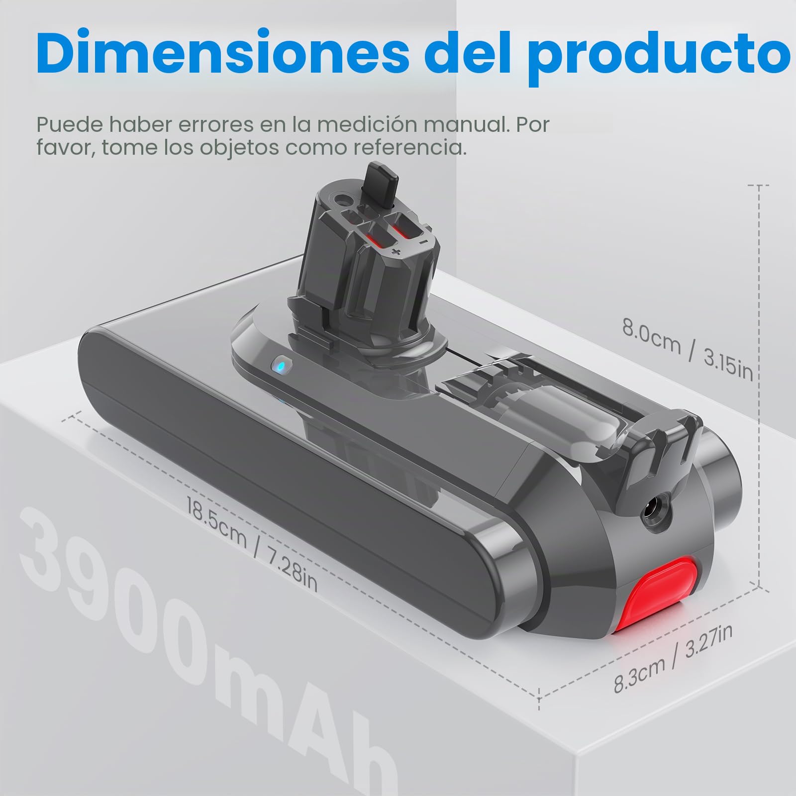 LabTEC V11 25,2 V 3900 mAh Li-ion batería de repuesto para Dyson 11 (tipo de botón) Absolute Fluffy V15 Detect inalámbrico aspiradora con 1 tapa + 1 cepillo (no apto para tornillos en estilo)