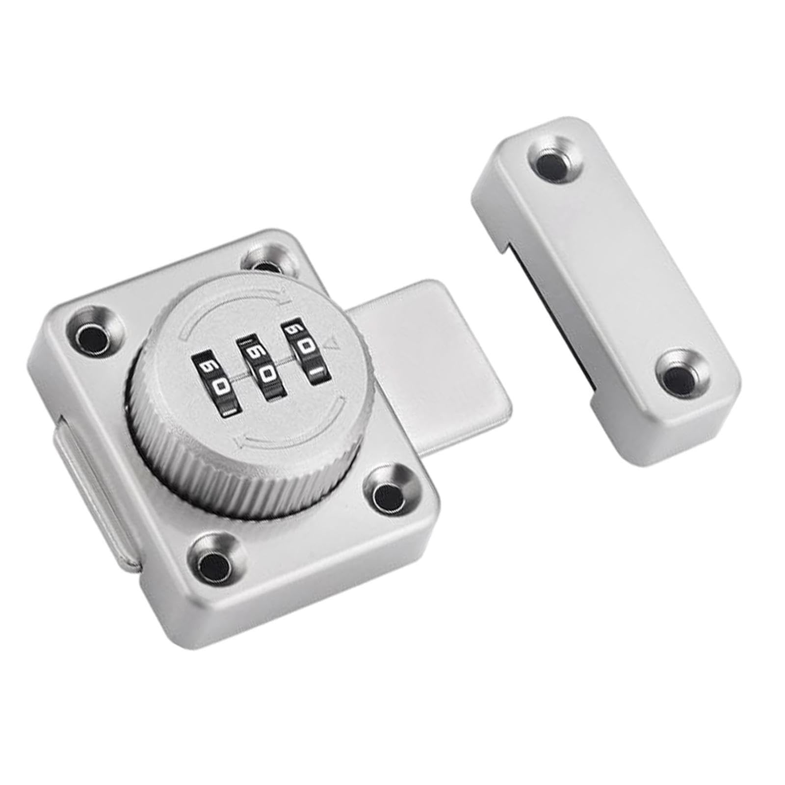 PIXZCSA File Cabinet Door Locks with Combination Keyless Convenient and Secure Cabinet Lock Solution Mechanical Password Rotary Hasp Lock Door Durable 3 Digit, Silver, 5.2x4.2cm