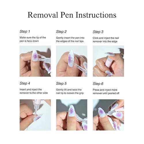 Miniatura 3 de Bolígrafo removedor de pegamento para uñas a presión, diseño de clic y quitar, fórmula suave sin acetona para uñas postizas y pegamento de uñas,