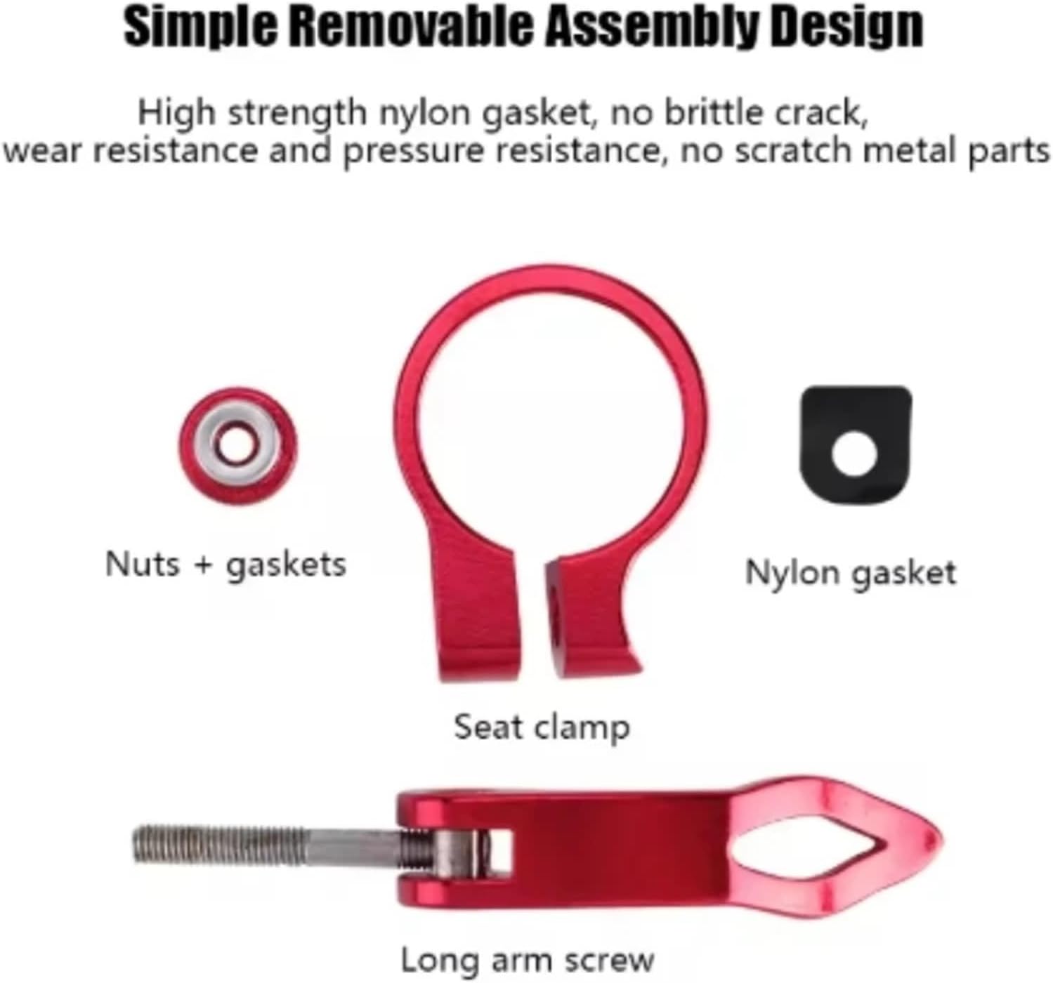 Bike Seat Clamps 10pcs Bicycle Seatpost Clamp 31.8/34.9mm Seat Tube Road Bike Clip Saddle Clamps For Secure Fixing Of Bike Seats To Seat(Red,31.8mm)