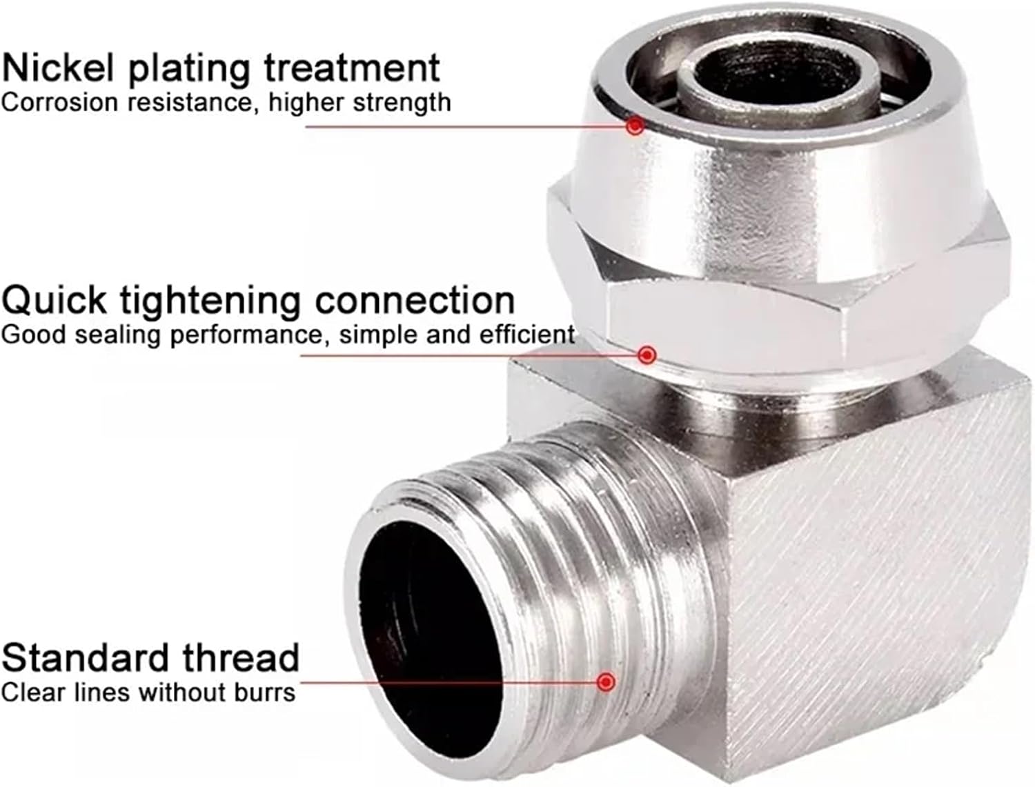 PL Quick Tightening Pneumatic Elbow Joint 304 Stainless Steel Quick Release Air Pipe Joint 1/8 "1/4" 3/8 "1/2" Hose4 6 8 10 12MM(KPL12-02)