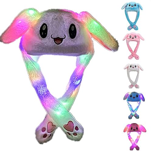 ZCINT Bunny Hats - Funny Plush Bunny Ears Moving Jumping Rabbit Hats for Christmas Party Cosplay - White-2