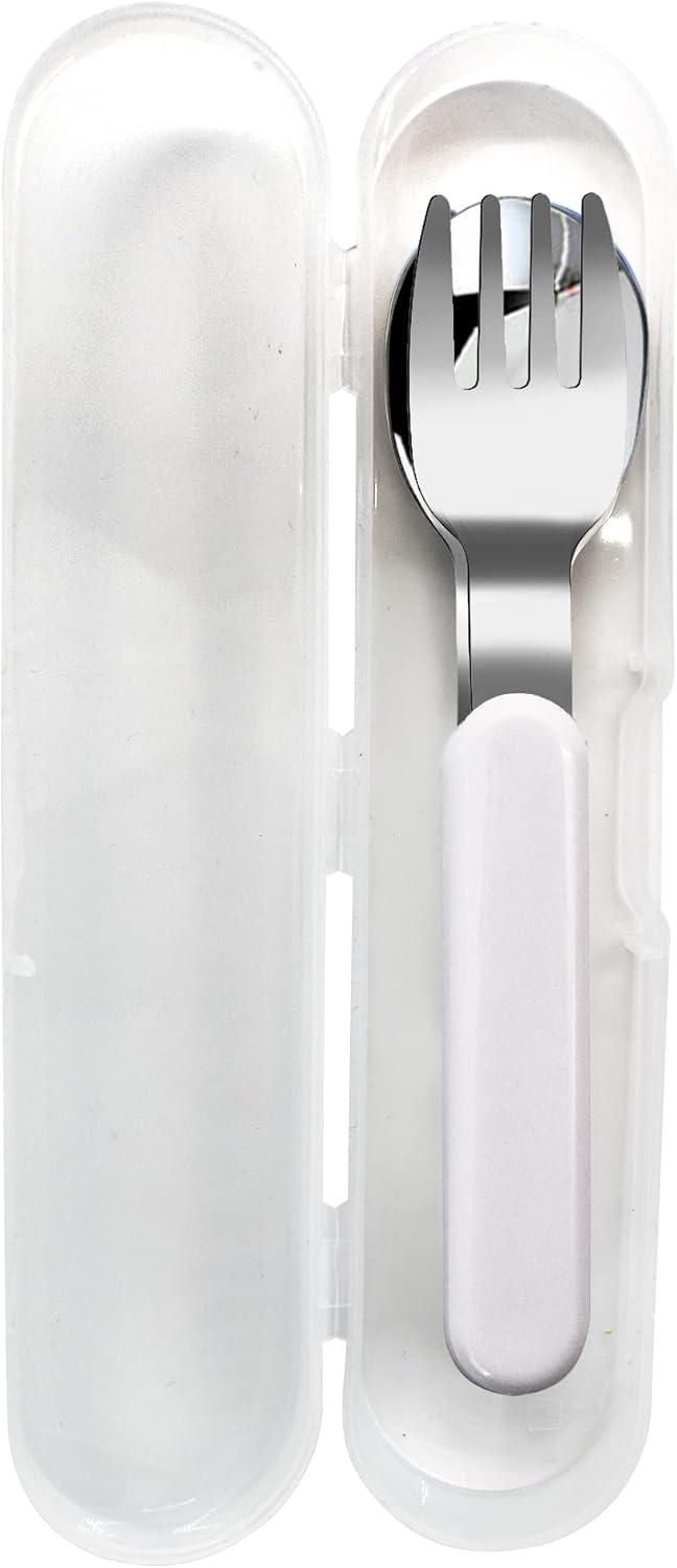 VANRA 2-Piece Children Fork And Spoon Set 18/10 Stainless Steel Child Flatware Set Kids Utensils Set with Case for Lunch Box