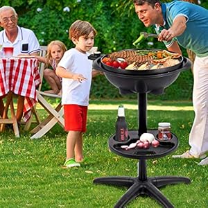 Giantex electric grill indoor outdoor non stick grill griddle plate 3 cooking zones temperature control drip tray 1350w 200sqin bbq grill for balcony apartments backyard party camping black  urban country home decor