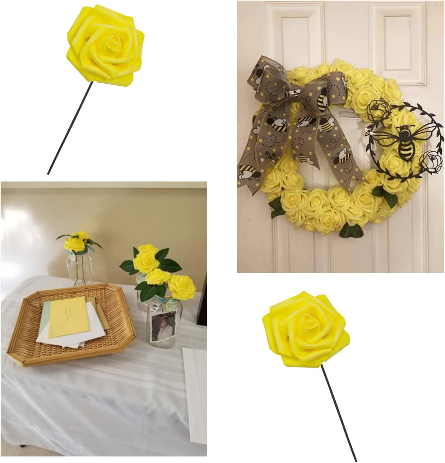 造花小道具 Amazon｜cosybeau イエロー 造花 フェイクローズ 50個 ステムフラワー