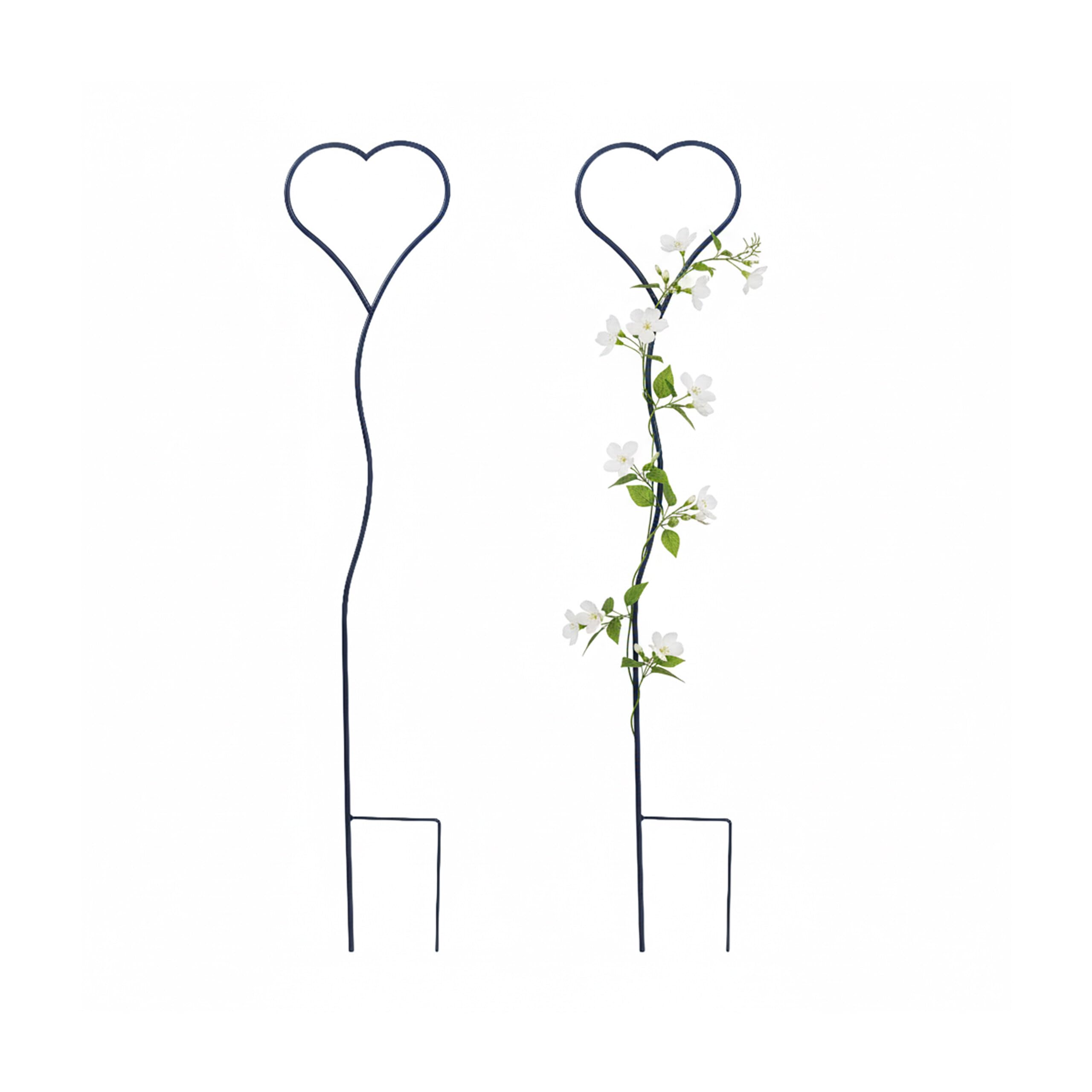 Relaxdays griglia per rampicanti, Set da 2, Cuore, Acciaio Verniciato, Nero, HxB: 116 x 22 cm