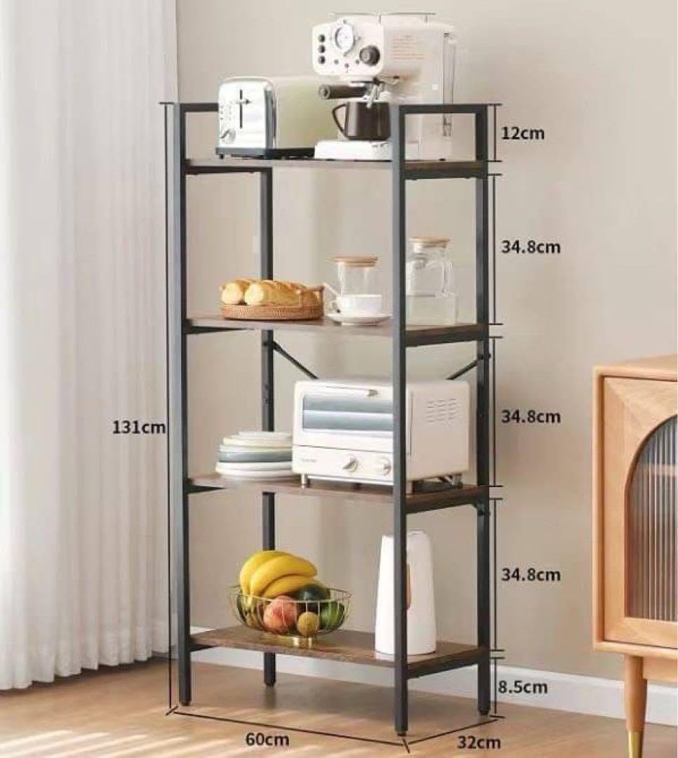 オープンシェルフ キッチンラック 4段ラック アイアン家具 ウッド