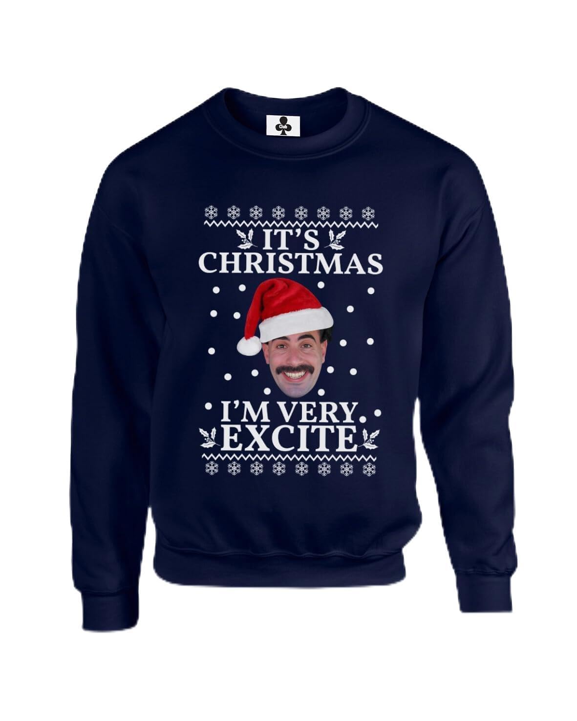New Spirit Original Unisex Navy It's Christmas, I'm Very Excite Meme Xmas Funny Adults Sweatshirt Jumper