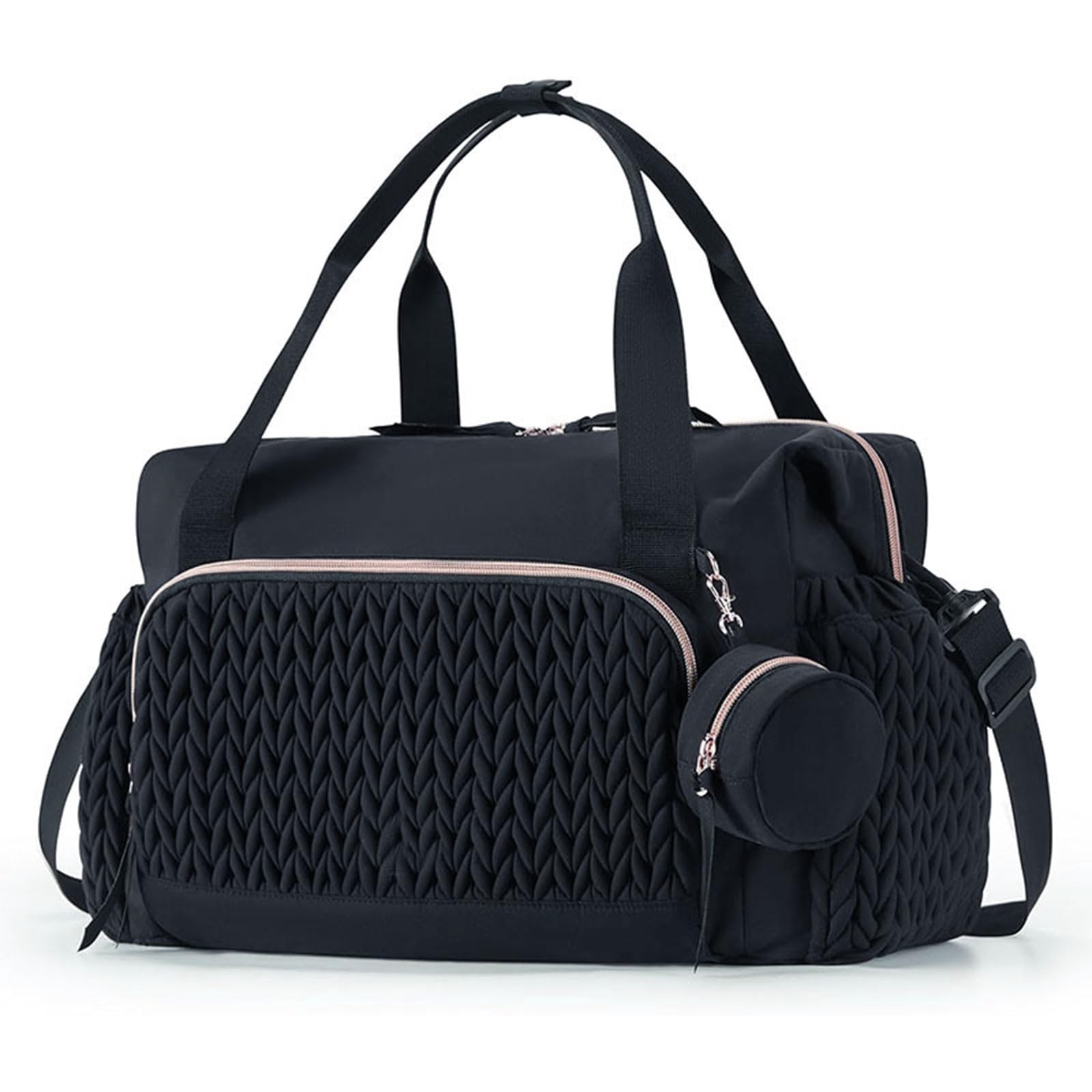 BOSTEU Baby Diaper Bag Tote with Pacifier Case, Multifunction Mummy Shoulder Bag Maternity with Adjustable Straps for Travel Storage (black)