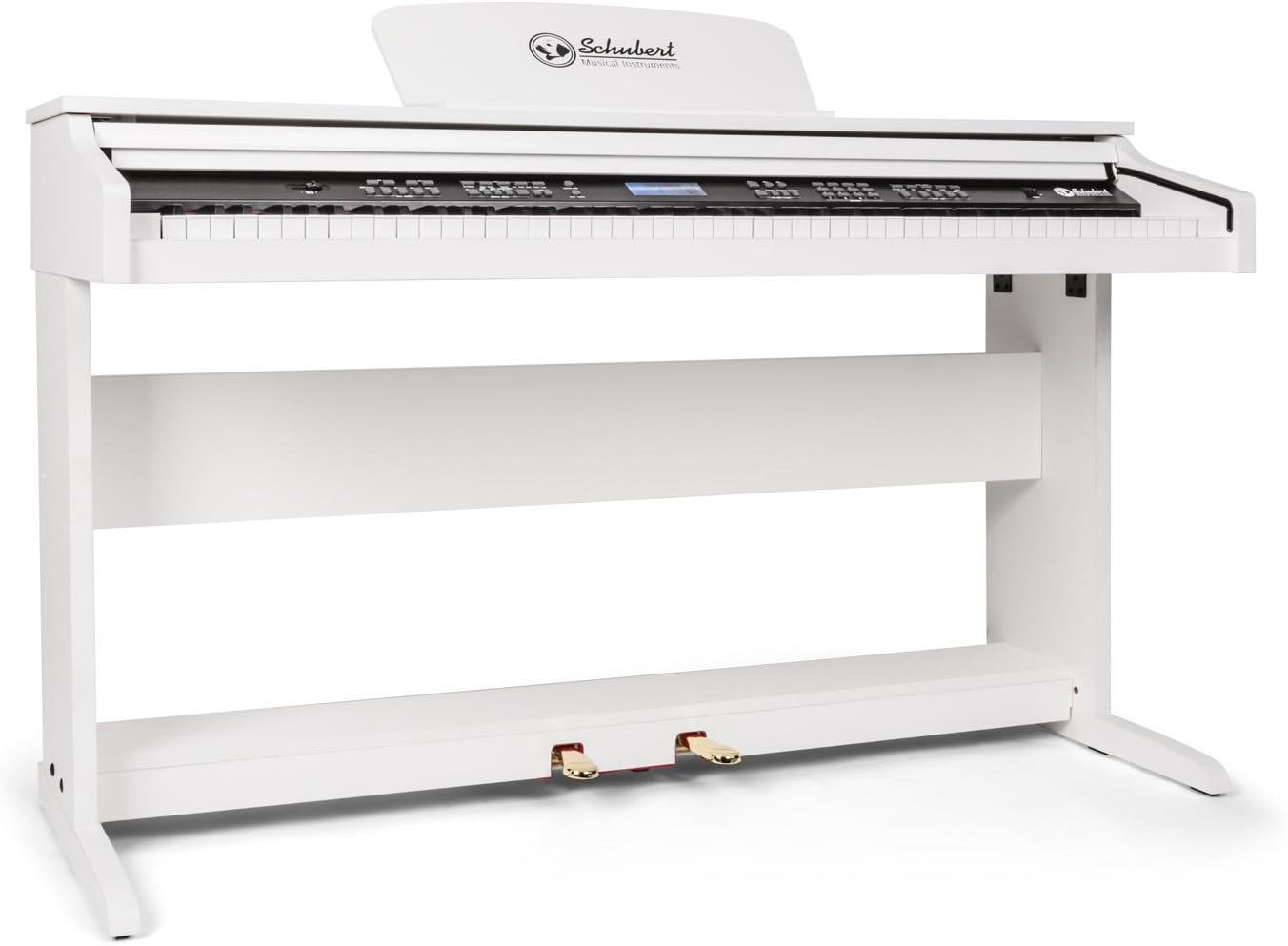 Schubert Subi88P2 - Electric Piano, Keyboard, 88 Keys, MIDI, Velocity Response, 138 Preloaded Instruments, 118 Rhythms, 31 Demo Songs, 2 Pedals, LCD Display, 3 Memories, Metronome, White