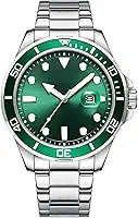 Relógio de Pulso Masculino Relógio de Quartzo Masculino Clássico Pulso Analógico Quartzo Com Mostrador Luminoso Calendário Pulseira Aço