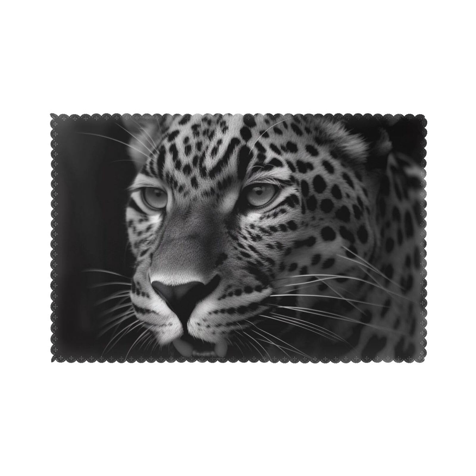 Leopard Printed Placemat Heat Resistant Place Mats Set of 6 PCS Washable Kitchen Table Mats, 12x18 Inch