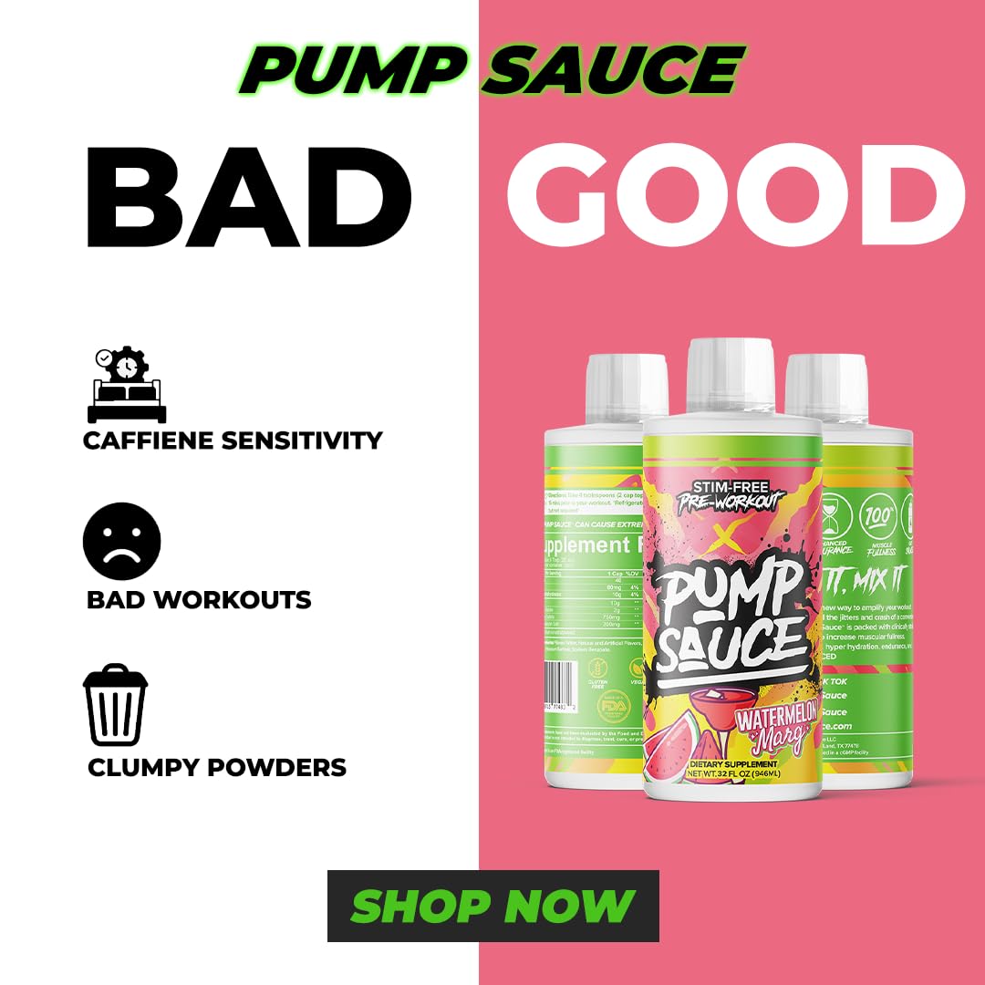 Pump Sauce Pre-Workout - 32 oz, Sour Gummy Worms, No Caffeine, Full Spectrum Liquid, Gluten Free, Vegan, Zero Sugar — Amazon image 3