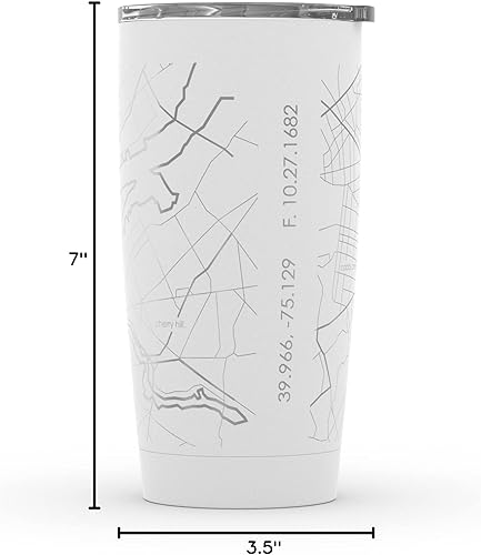 Vista 191 de Well Told Vaso de café aislado con grabado de mapa de Portland Oregon, taza de acero inoxidable grabada (20 onzas, gris muelle) vaso aislado