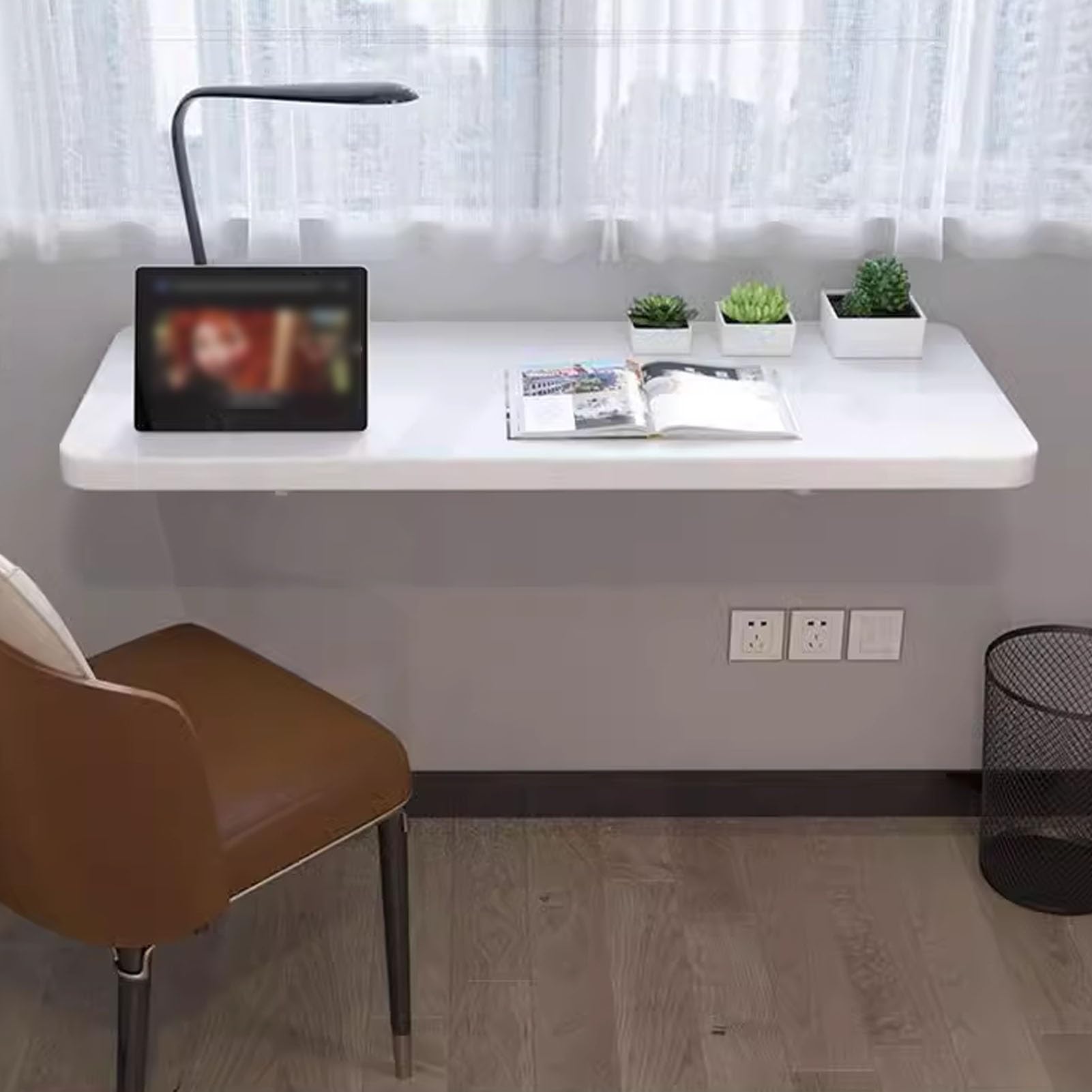 Escritorio plegable para ordenador 60 cm 70 cm 80 cm 90 cm 100 cm 120 cm | Mesa de pared Banco de trabajo plegable Mesa de hojas abatibles montada en la pared | Mesa de barra de desayuno plegable ( Si