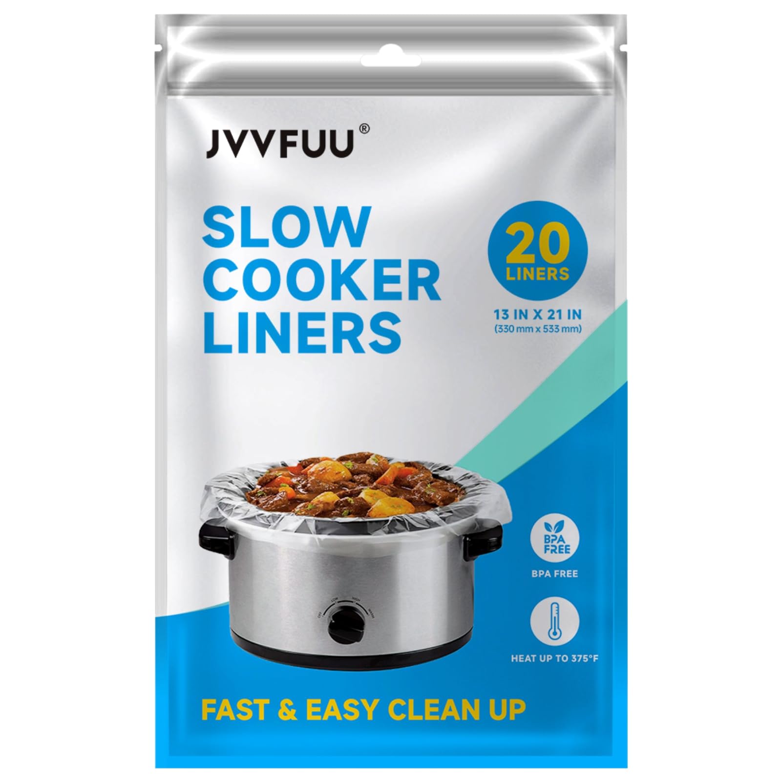 JVVFUU Slow Cooker Liners 3-8 Quart, Cooking Bags Large Size 13
