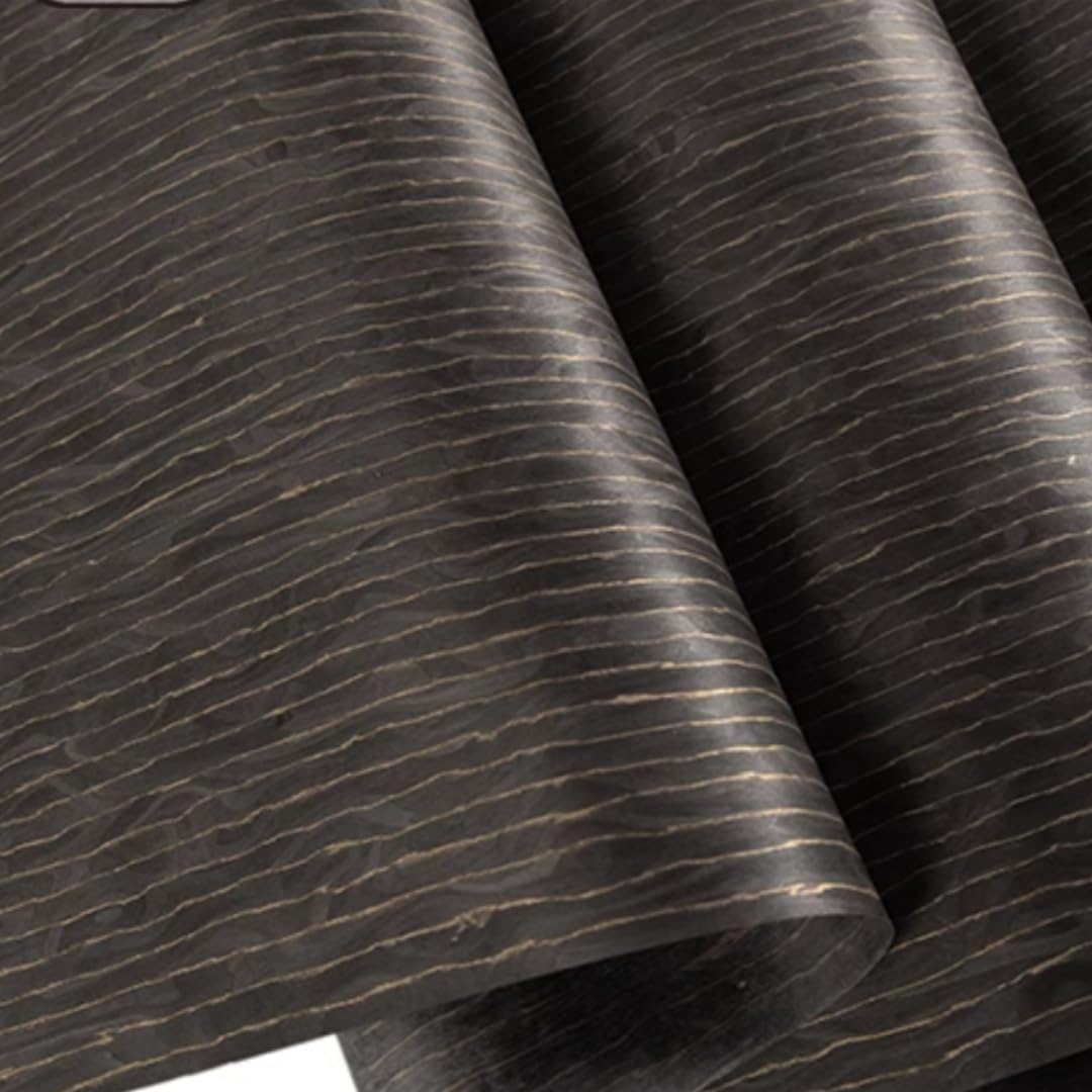 Black Golden Thread Technological Wood Veneer Sheet for Versatile Decoration - 2.5x0.53Meter, 0.3mm Thick - Ideal for DIY Home Decoration, Furniture, Cabinet Doors, and More