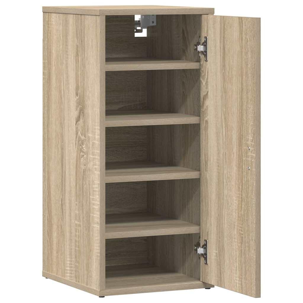 Szafka na buty dąb Sonoma materiał drewnopochodny 32 x 35 x 70 cm z 5 półkami i drzwiami, oszczędzający miejsce regał na buty, buty, kapcie w korytarzu i przy wejściu