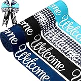 4 Rolls 2.5 Inch Christmas Welcome Wired Ribbon Black and White Checked Plaid Ribbon Wired Edge...