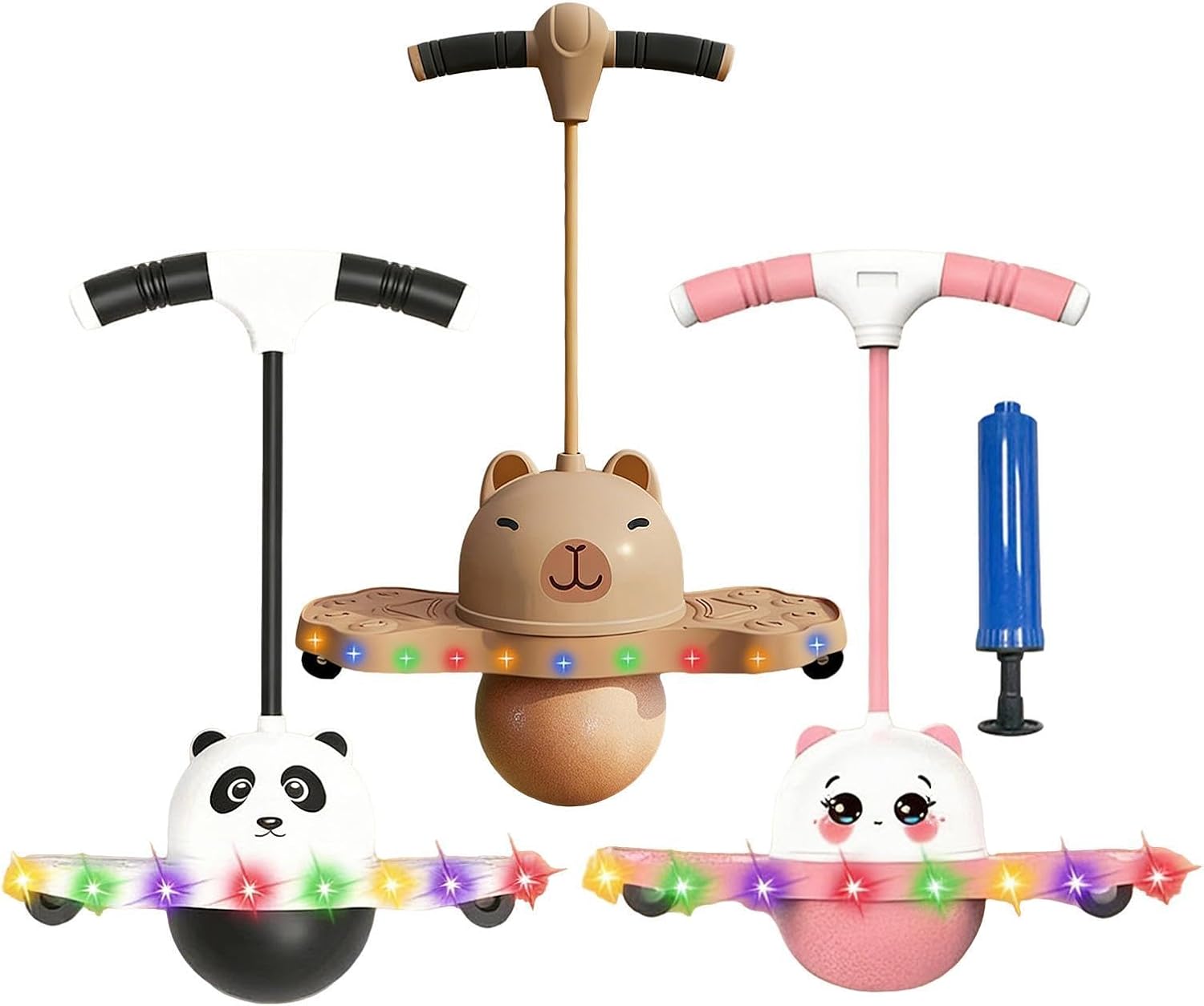 Glowing Pogo Ball, Balance Jumping Toy, 14.57 Inches Compact with Strong Grip Design, Rubber Base with Led Light, Active Play Style for Kids Teenagers, Fitness Gear for Adults Home and Backyard Usage