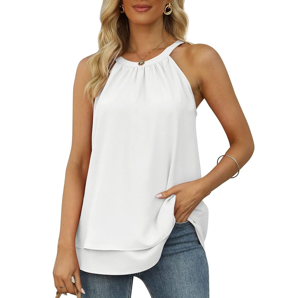 efu EATHER SLEEVELESS TOP ホワイトF Eileen Fisher Organic Linen Blend V-Neck Sleeveless Tie Vest