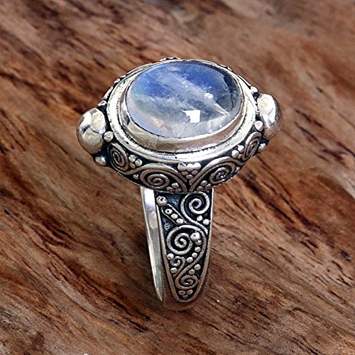 Novica Oval Rainbow Moonstone .925 Sterling Silver Cocktail Ring, Magic Portal' #TOP5