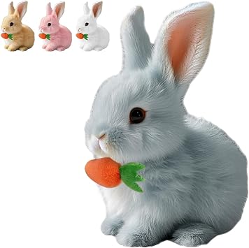 Easter Basket Stuffer Realistic Bunny Toy, 2026 New Bunny Toys Educational Interactive Toys Bunnies Can Walk and Talk, Handmade Hopping Realistic Bunny Toy Gray