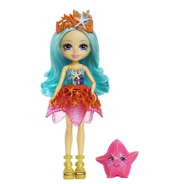 Enchantimals HCF69 Muñeca Starla Starfish con Mascota Estrella de mar de Juguete, Multicolor