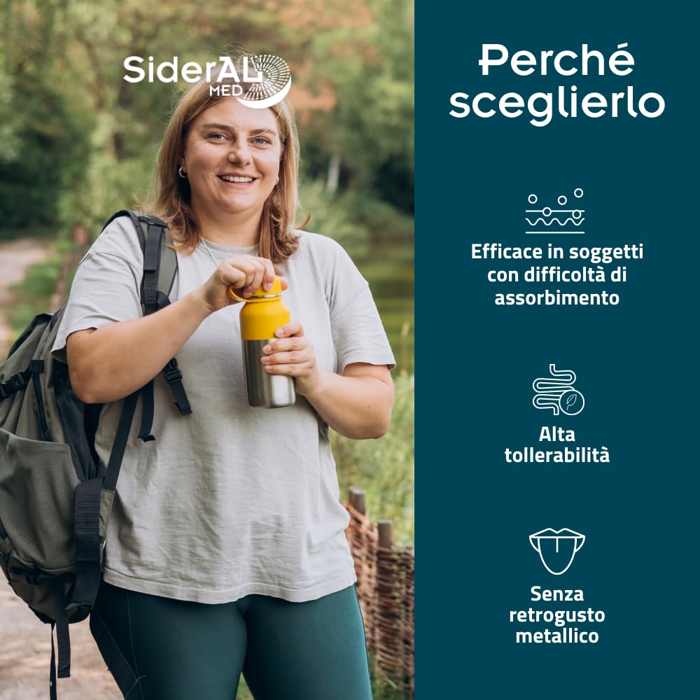 Sideral Med Integratore alimentare a Fini Medici Speciali, Ferro sucrossomiale®, Vit. A, C, D, E, K, PP, B5, B6, B9 (folato), B12, 28 Bust, Soggetti sottoposti a chirurgia bariatrica, Malassorbimento