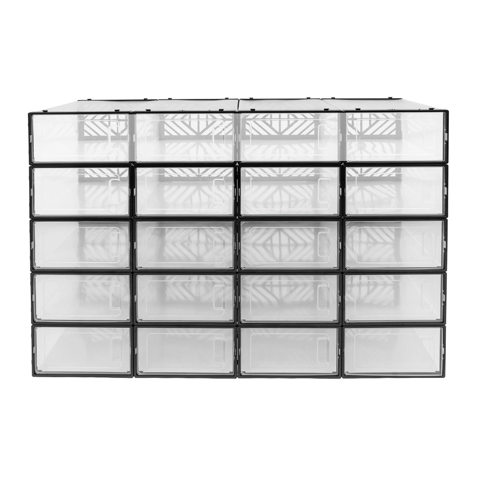 20 Pcs Caja de Almacenamiento de Zapatos Estuche para Zapatos Organizador Zapatero Apilable 92 * 70 * 34.5cm Negro