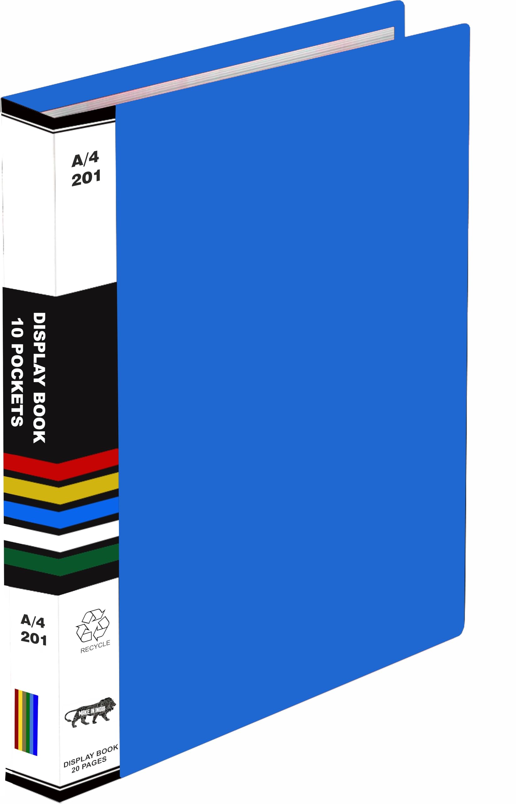 Verena A4 Size Presentation Display Book Folder File Binders with Plastic Clear Sleeves Document Organizer for Music Sheets Artwork Drawing for School Office (Blue 10 Pocket 20 Pages)