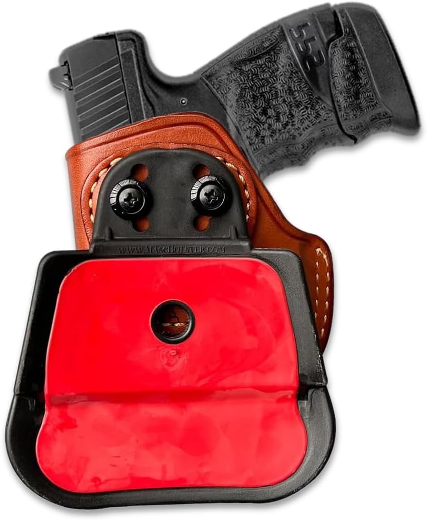 Premium Leather OWB Paddle Holster with Open Top Fits, Walther PPS M2 9mm 3.18’’BBL, Right Hand Draw, Brown Color #1230#