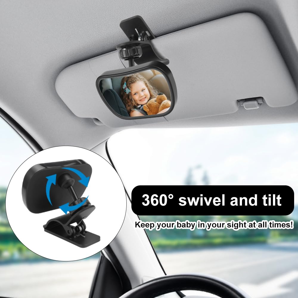Nietłukące się regulowane lusterko samochodowe dla niemowląt, obracane o 360°, przyssawka, lusterko do tylnego siedzenia dla niemowląt, dla dzieci, niemowląt, małych dzieci i noworodków