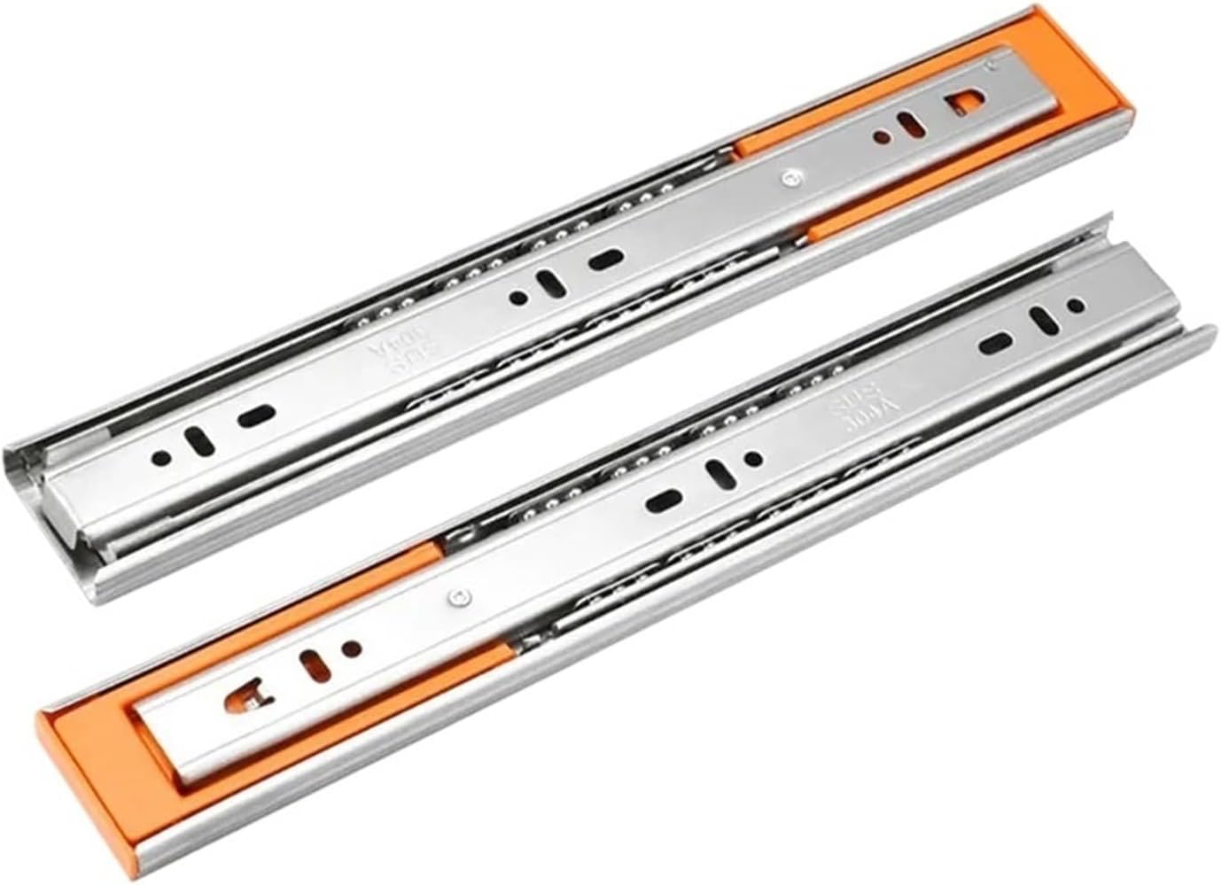 Stainless Steel Cabinet Slides Soft Close Three-Section Drawer Rails Drawer Slides Buffer Damper Rails Hardware(Normal 14inch 35cm)