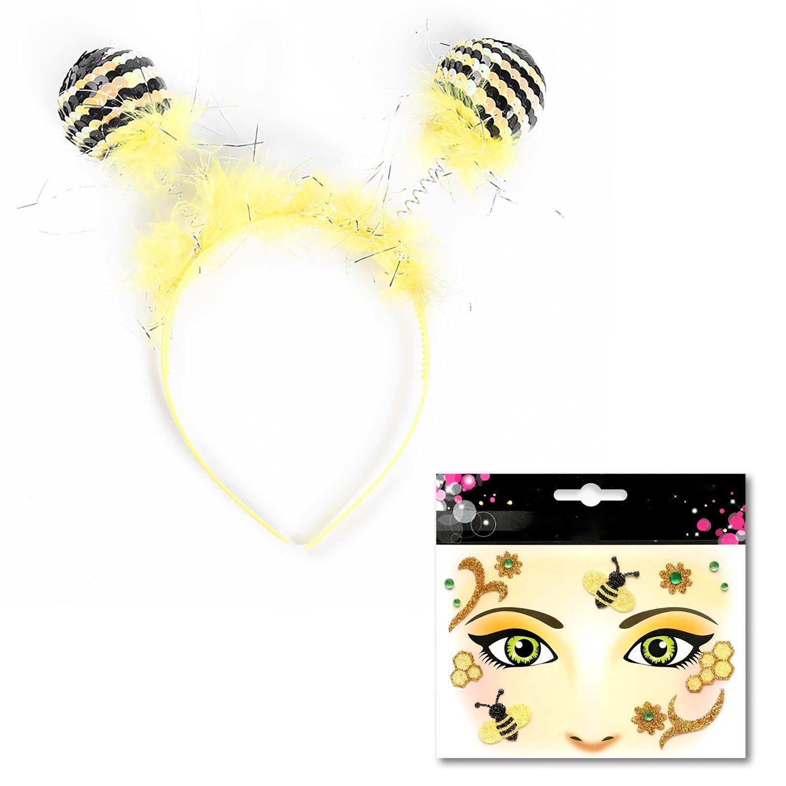 1 Fascia per Api E 1 Adesivo per Il Viso, Oggetti di Scena, Accessori Cosplay, Accessori per Costume da Ape.