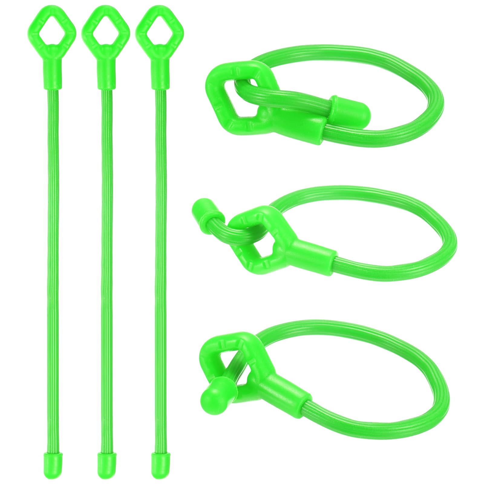 M METERXITY 6-Pack Adjustable Plant Ties, 8inch/20.32cm Silicone Flexible Multi-Function Sturdy Garden Twist Tie for Plant Support/Tree/Shrub/Vine, Reusable Support Twine [Green]