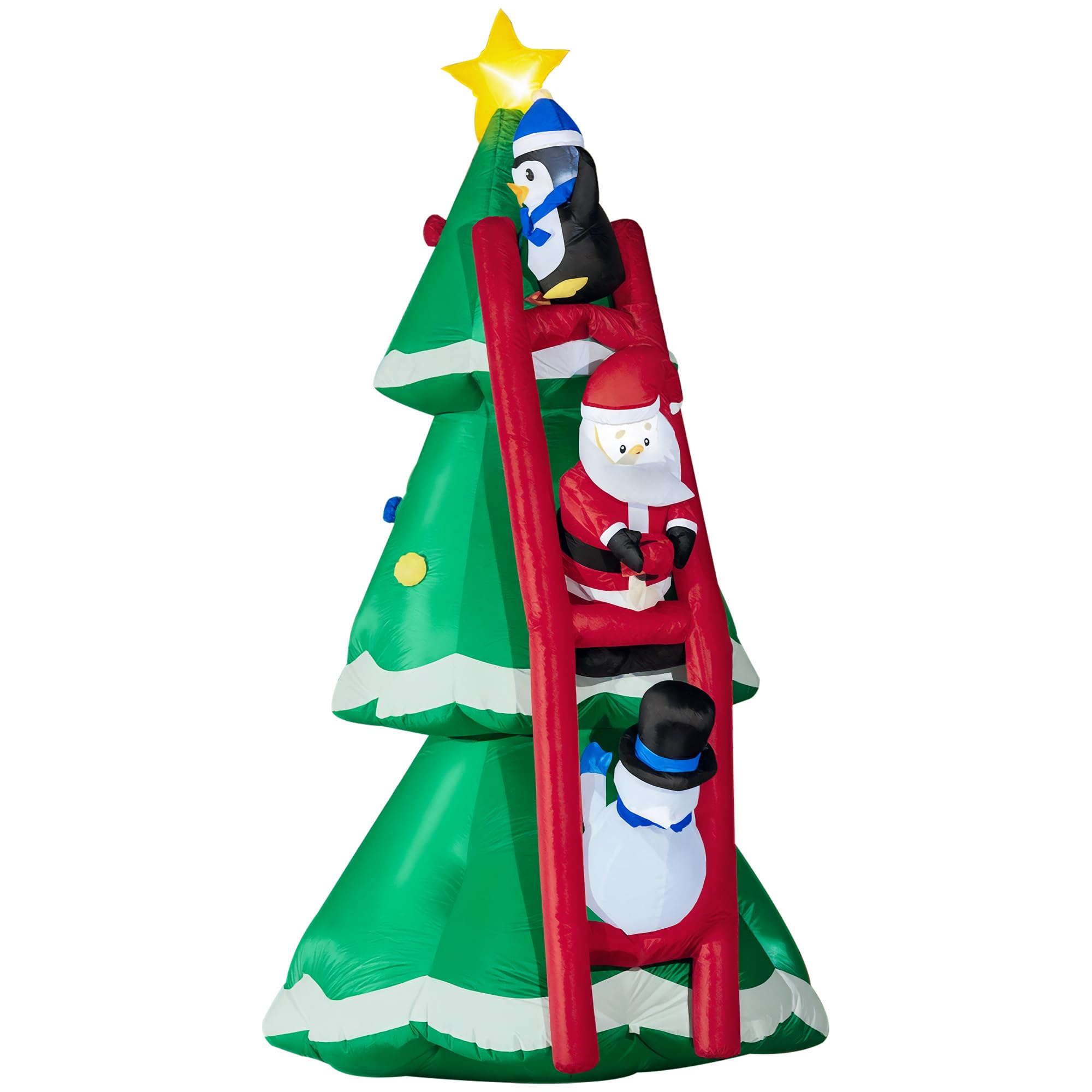 HOMCOM Albero di Natale Gonfiabile Gigante 243cm con Luci a Led e Babbo Natale, Decorazione Natalizia da Esterno Impermeabile