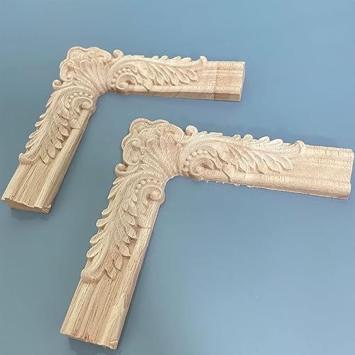 Miniatura 4 de 2 apliques de madera de 5.9 pulgadas redondos decorativos tallados en madera y onlays para muebles (redondo 1 5.9 pulgadas)