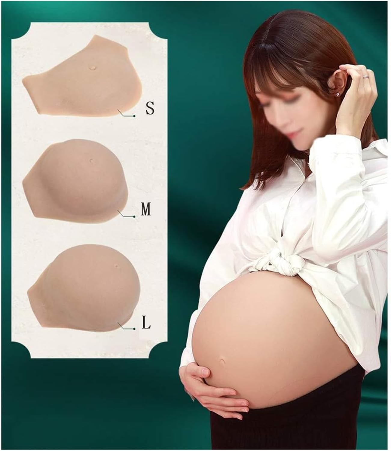 Fake Pregnancy Belly, Adjustable Silicone Maternity Tummy for Mannequin & Dress Form - Realistic Baby Bump Prop for Film, TV, Cosplay & Role Play - Soft Lightweight (Sizes S/M/L, 3-9 Months)