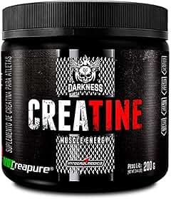 Darkness - Creatina 100% Pura Creapure - Creatina em Pó - Suplementação Alimentar Sem Glúten e Sem Açúcar, Energia e Ganho Muscular, Sem Sabor - 200g