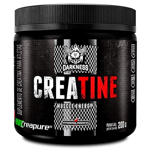 Darkness - Creatina 100% Pura Creapure - Creatina em Pó - Suplementação Alimentar Sem Glúten e Sem Açúcar, Energia e Ganho Muscular, Sem Sabor - 200g