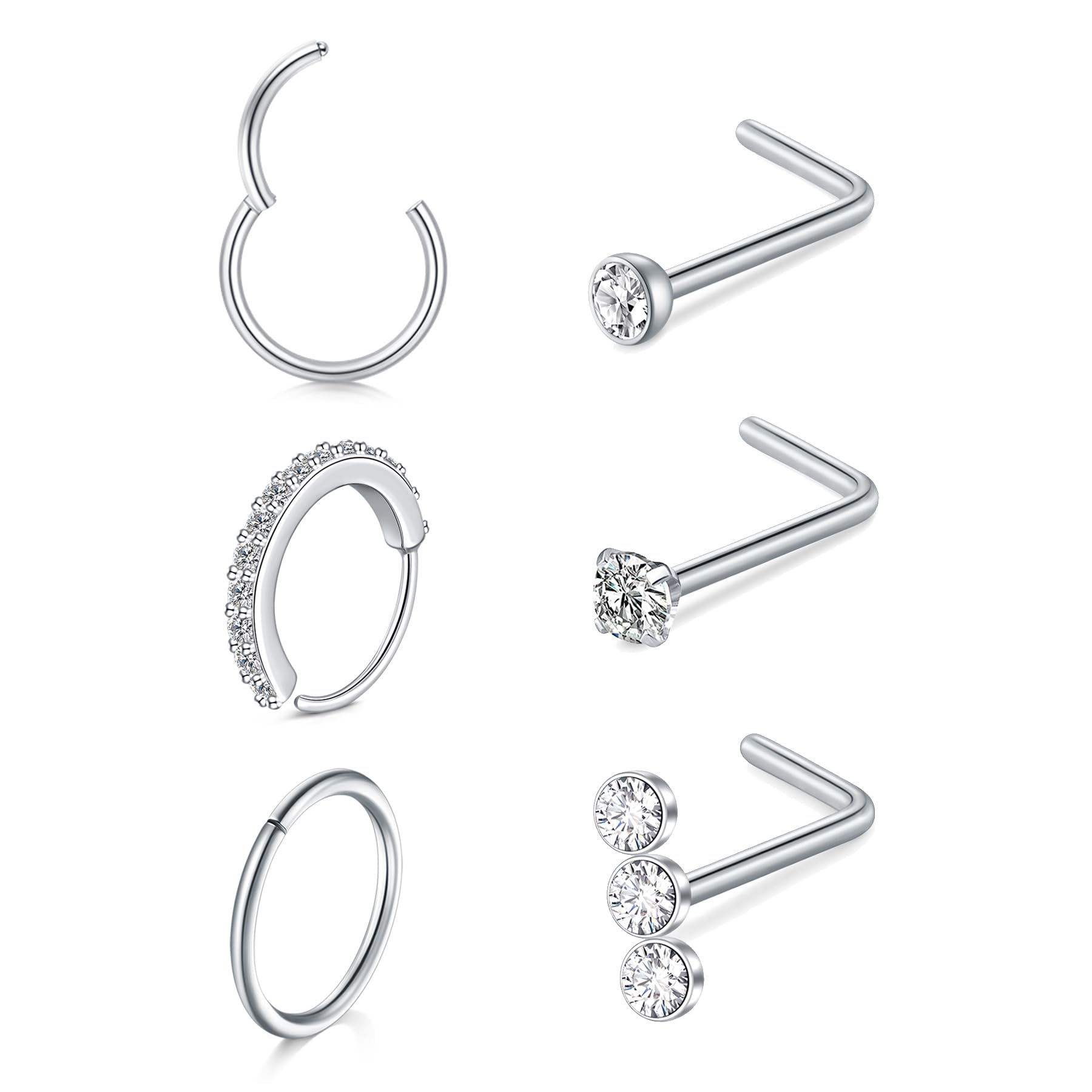 Piercing Nez Anneaux（8mm）& Piercing Nez Forme L-Argent