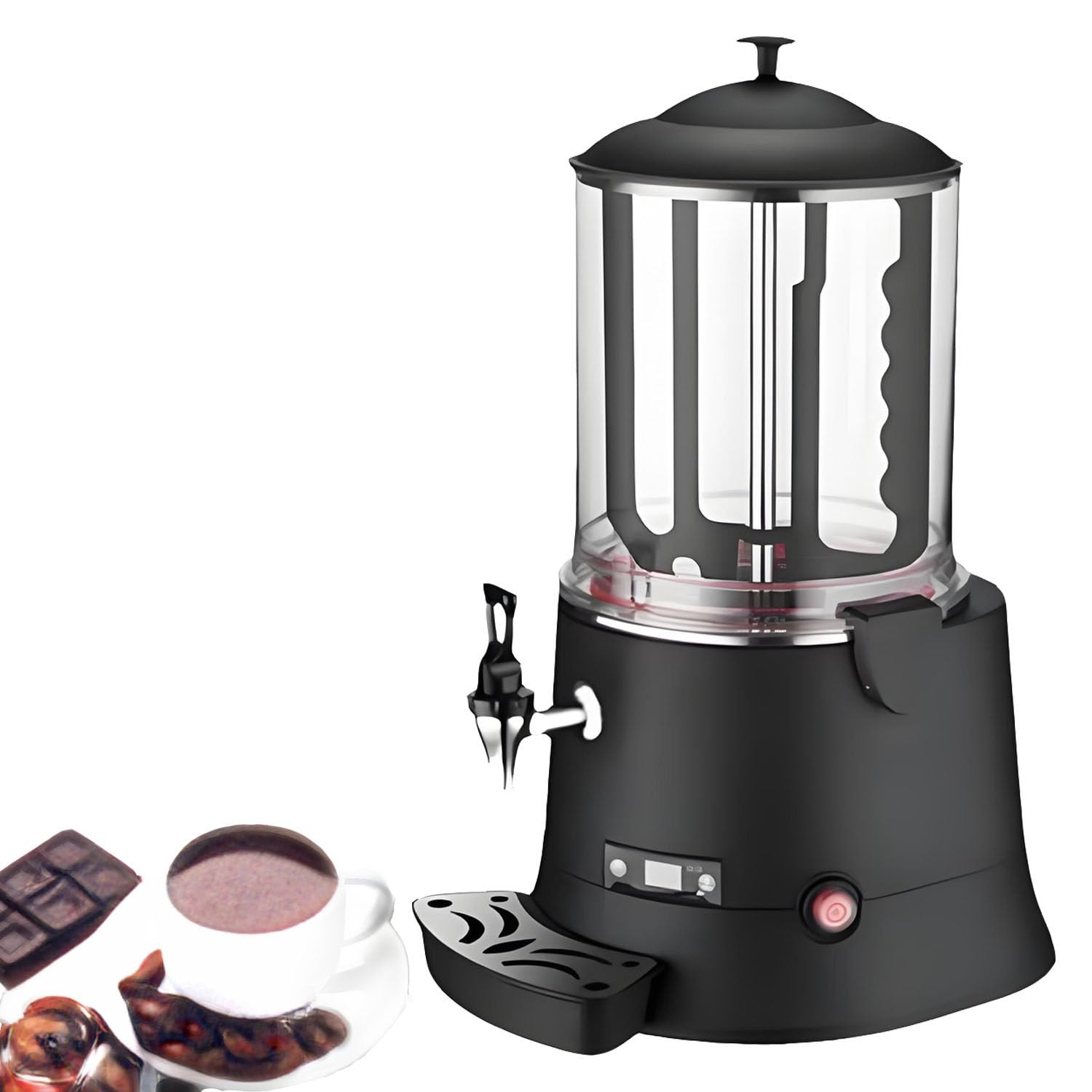 5L/10L Chocolate Melting Machine,Hot Chocolate Dispenser ，30~90℃ Adjustment Tempering，with LED Display Panel ，for Heating Chocolate Coffee Milk Tea Black-10L