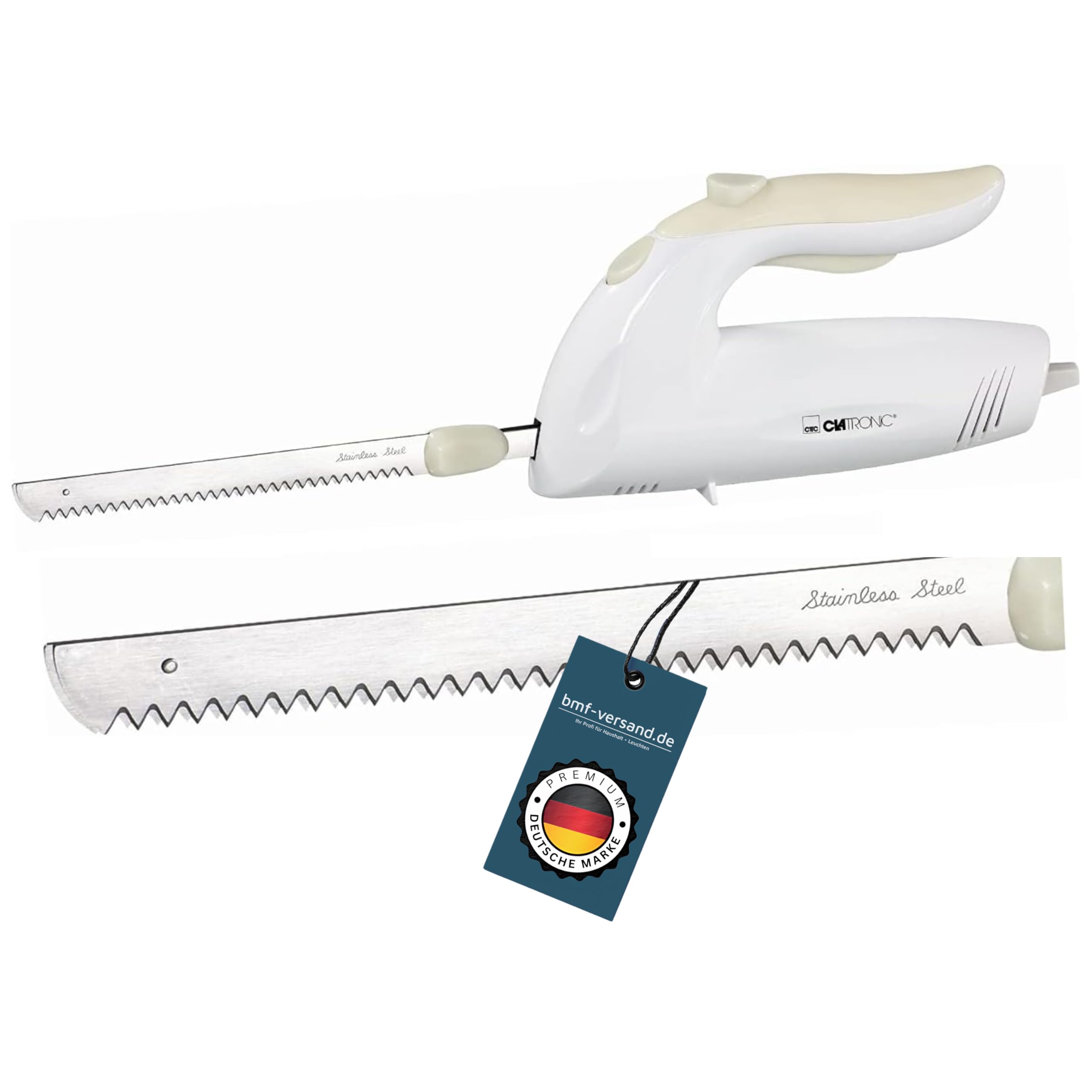 Elektrisches Messer 150 Watt - elektrisches Messer für Fleisch spülmaschinenfest - Doppelklingen Messer elektrisch - elektronisches Messer Profi mit Pflegetuch - Edelstahl Elektromesser